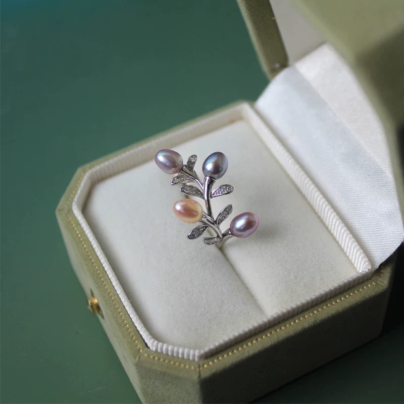 branches and leaves pearl ring/S925/ (R101)