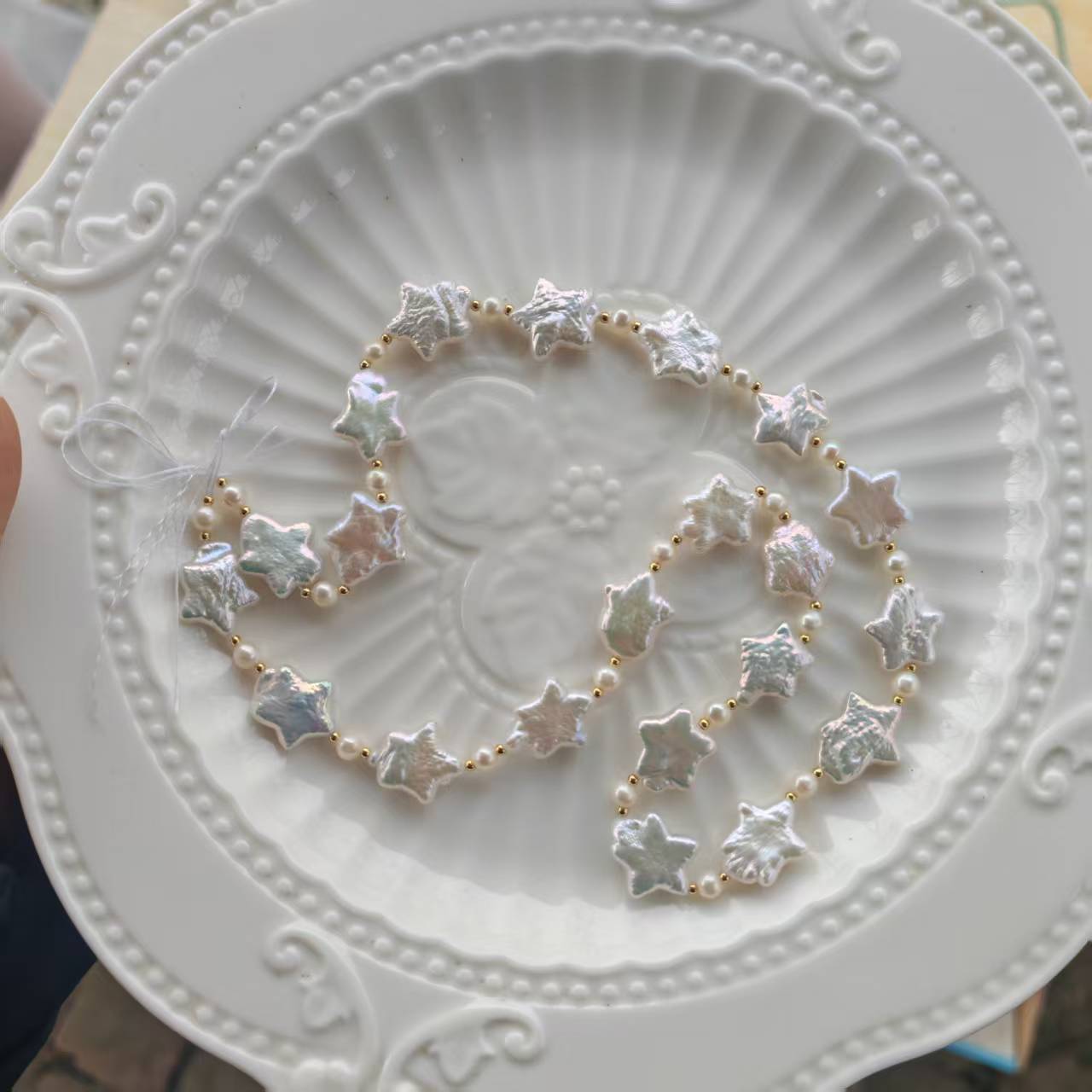 Star and akoya pearl necklace