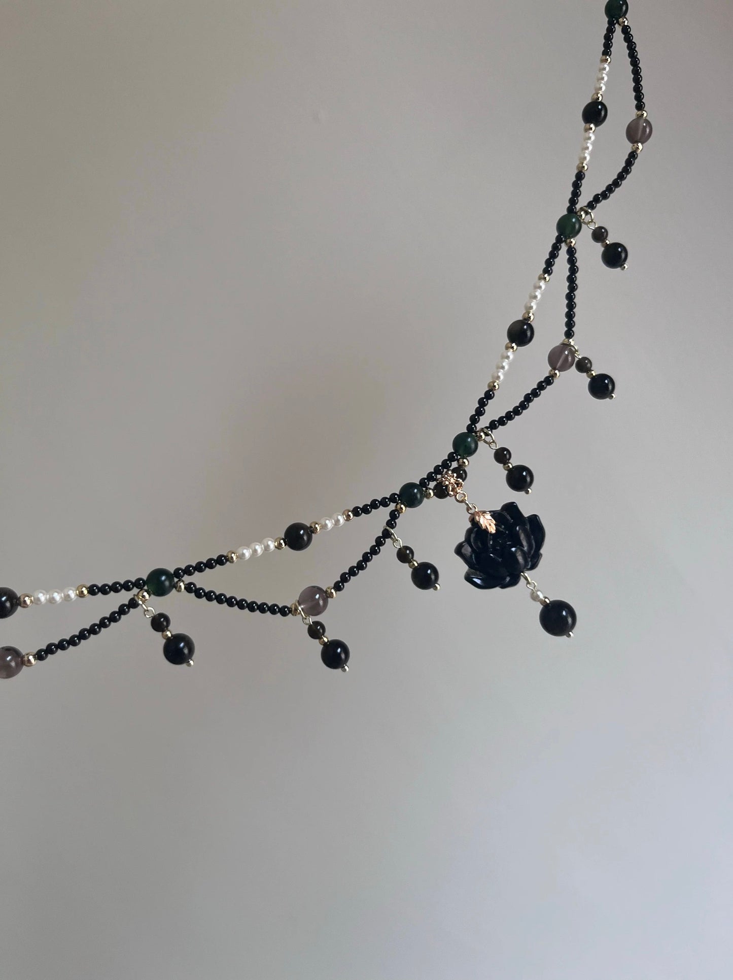 (N016)Black necklace/Freshwater pearl necklace