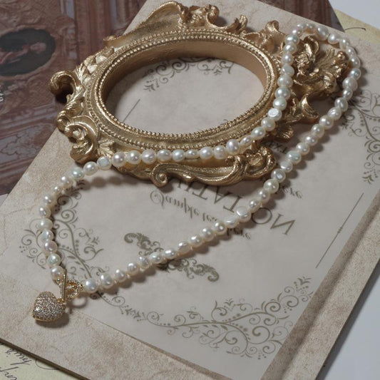 (N054)Heart buckle pearl necklace