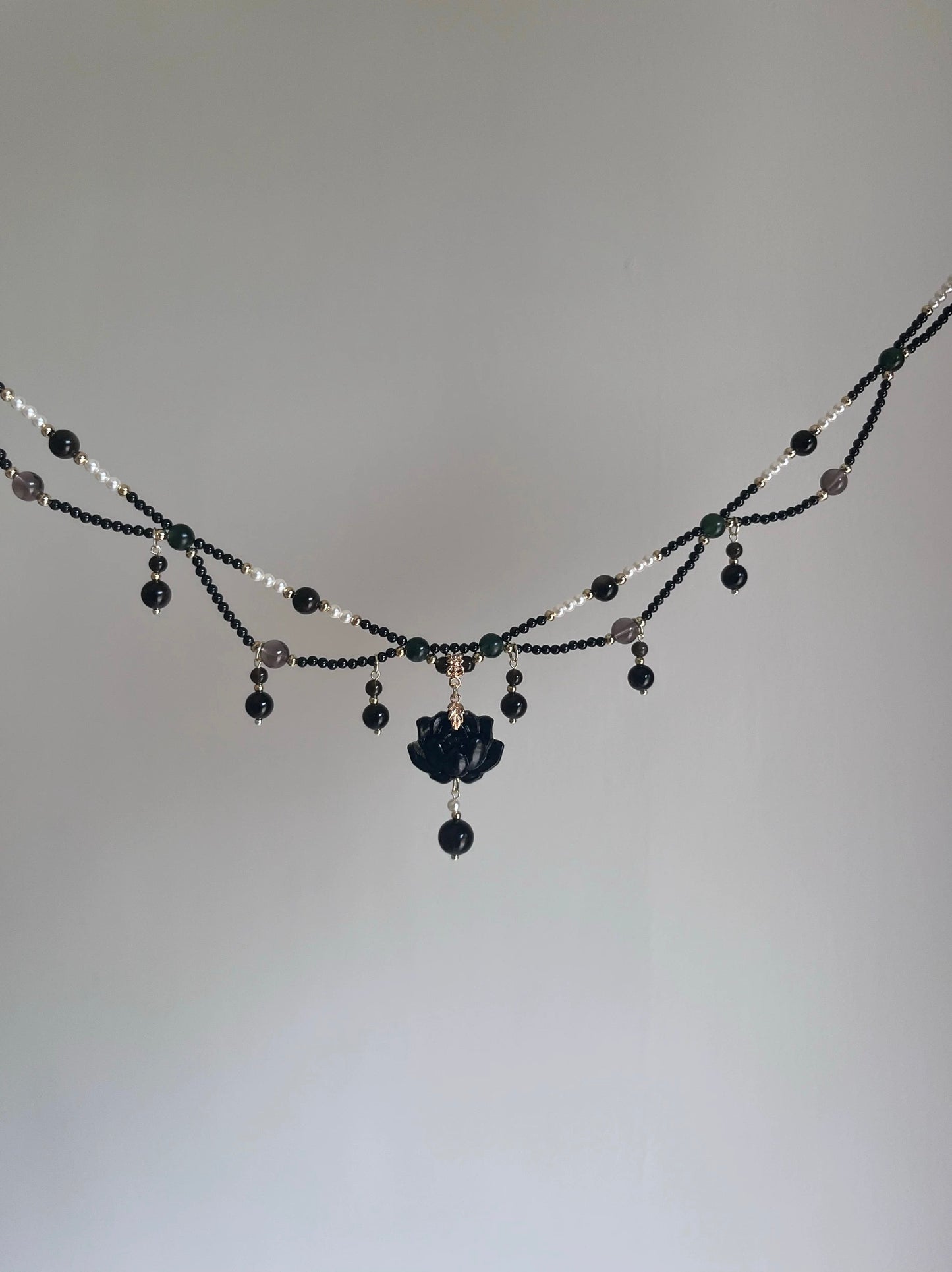 (N016)Black necklace/Freshwater pearl necklace