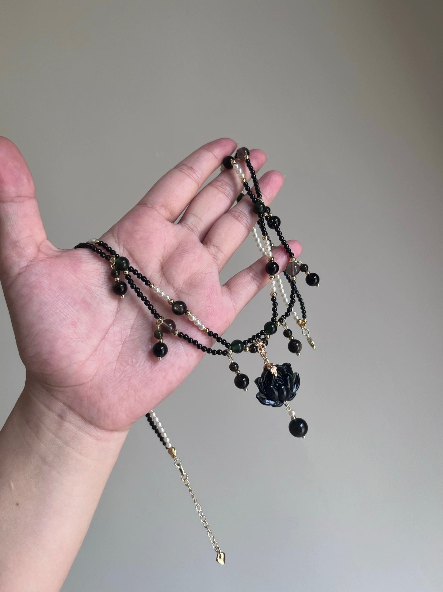 (N016)Black necklace/Freshwater pearl necklace