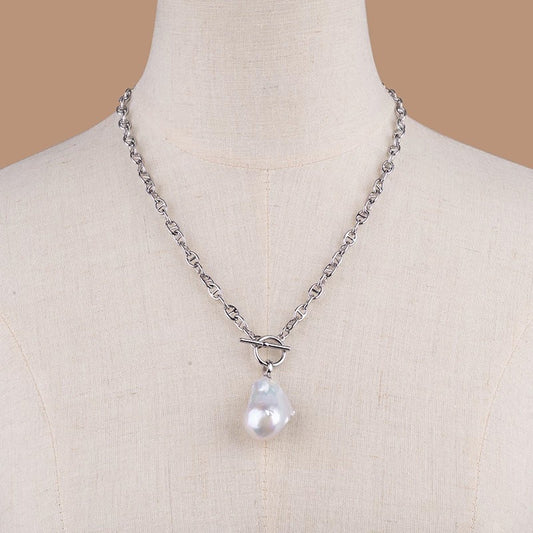 (P002) Legendary pearl pendant necklace/thick chain/S925