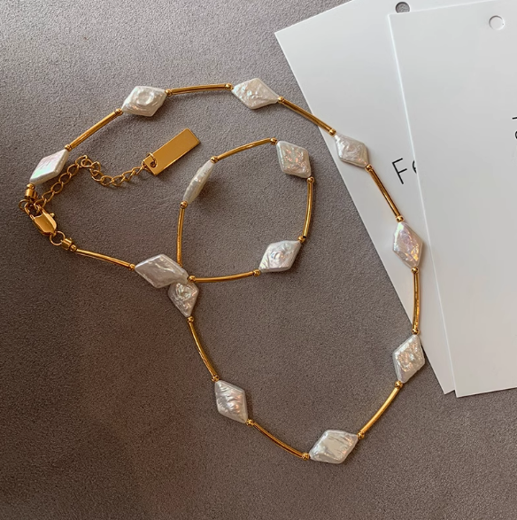 (N075)North star necklace/Freshwater pearl necklace