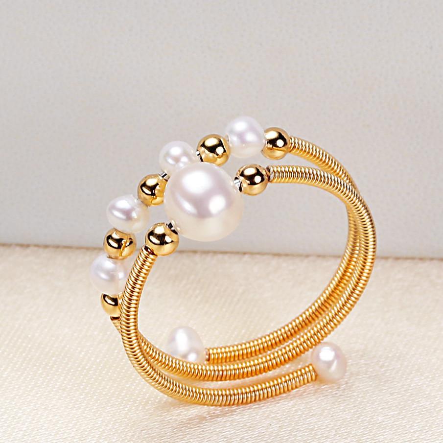 R77 Double pearl ring
