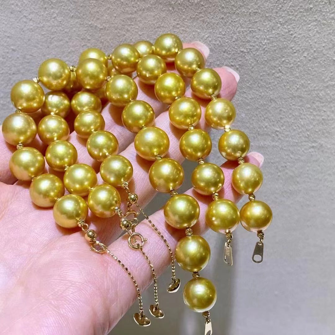 (B014) South sea golden pearl 5A quality saltwater bracelet 18k gold