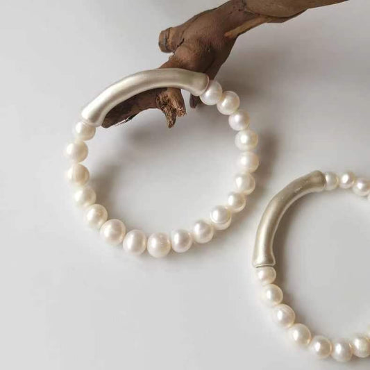 (B011) Sterling silver S925  pearl bracelet