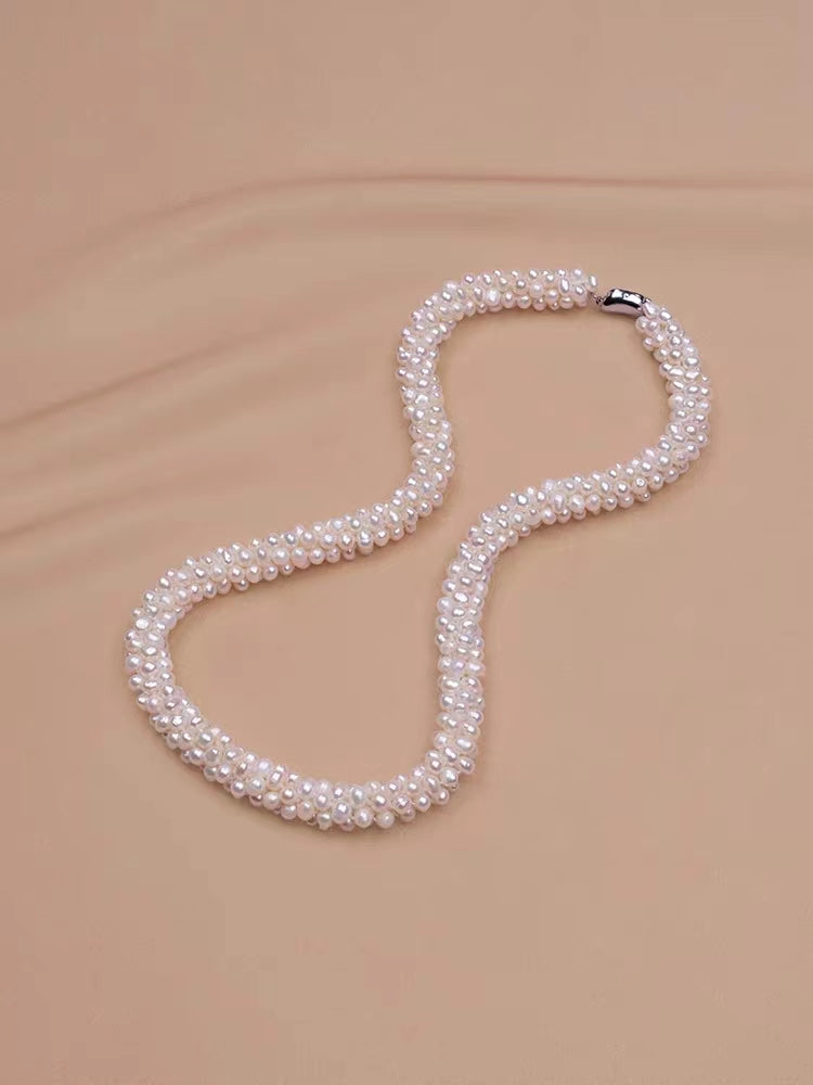 (J041)  Sterling silver S925 pearl set--necklace & bracelet