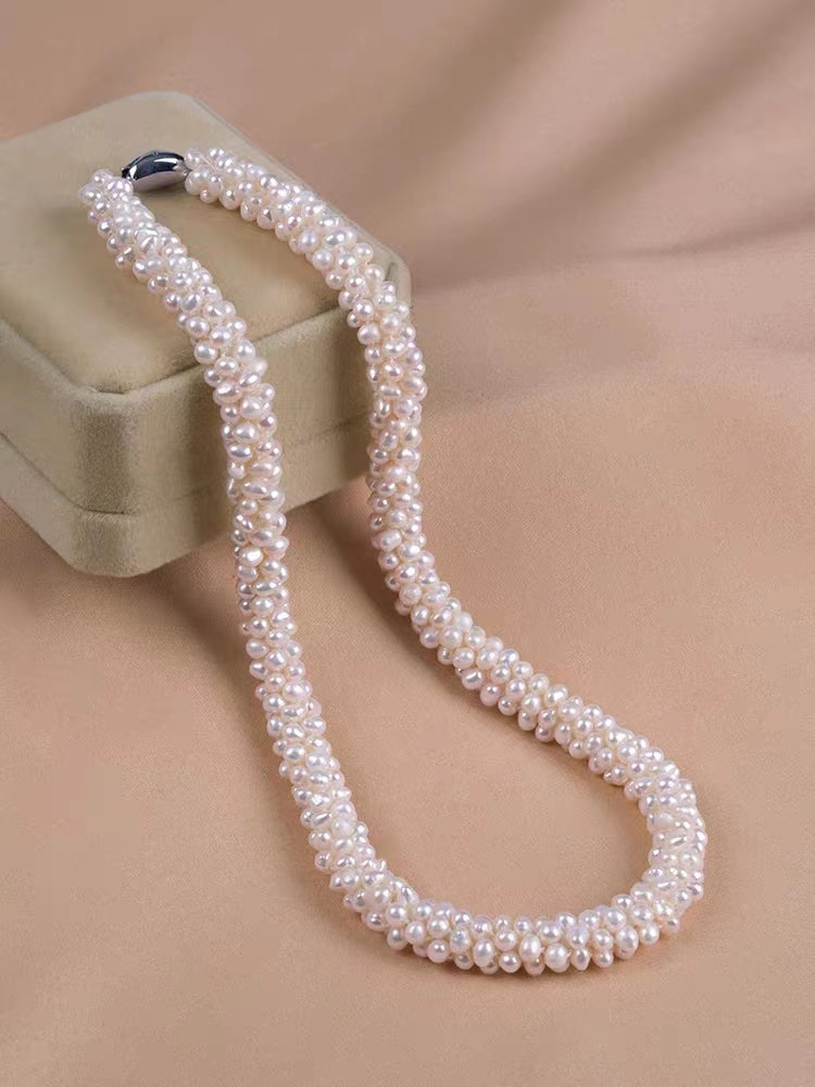(J041)  Sterling silver S925 pearl set--necklace & bracelet