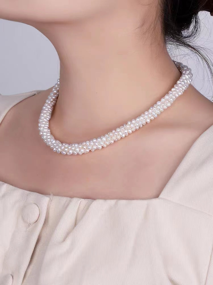 (J041)  Sterling silver S925 pearl set--necklace & bracelet