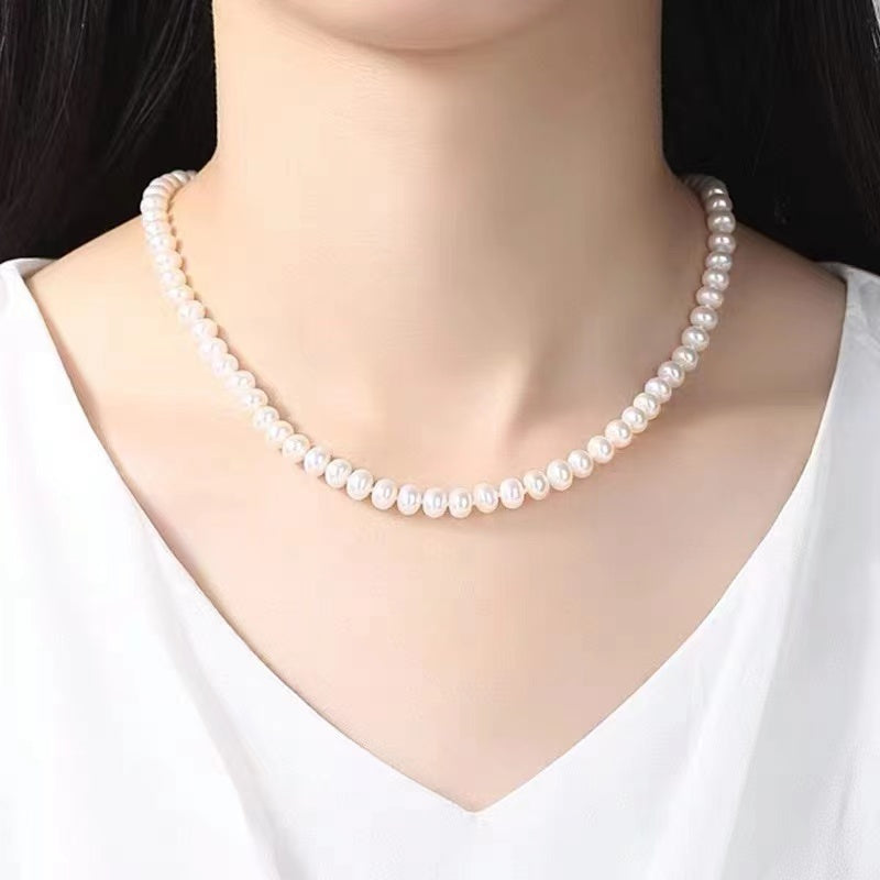 (J061)   button-shaped pearl set--necklace & bracelet & Earring