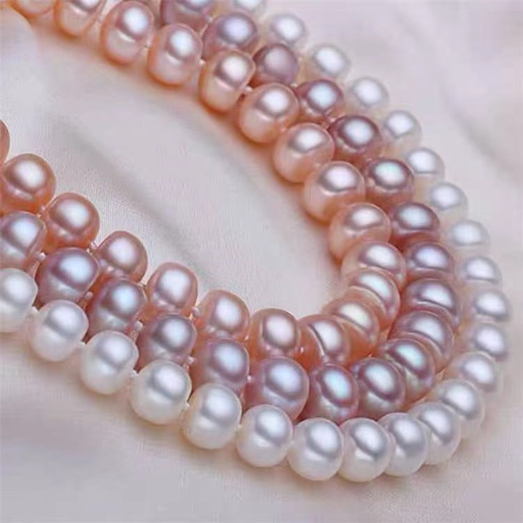 (J061)   button-shaped pearl set--necklace & bracelet & Earring