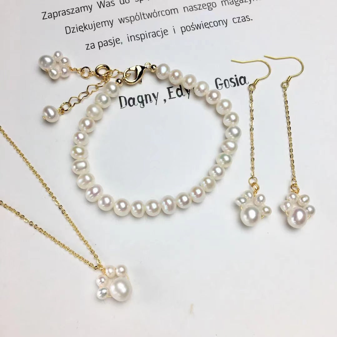 (J059)   Cat's paw set-Pendant & bracelet & Earring