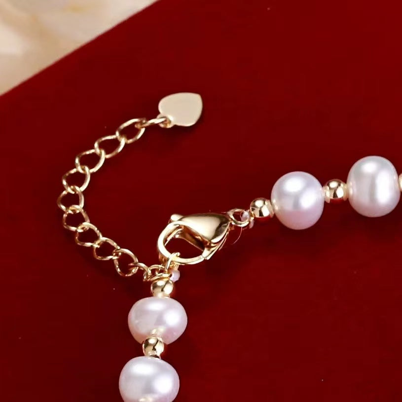 (B009) White  pearl bracelet