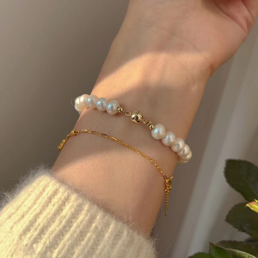 (B006) White full pearl bracelet