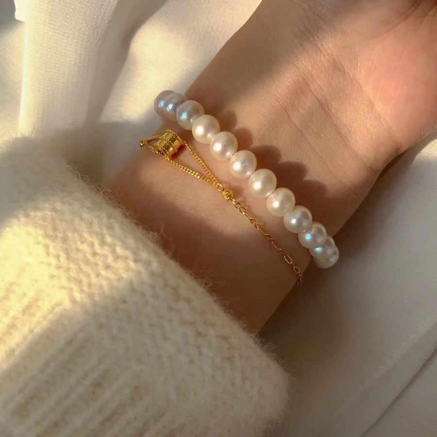 (B006) White full pearl bracelet