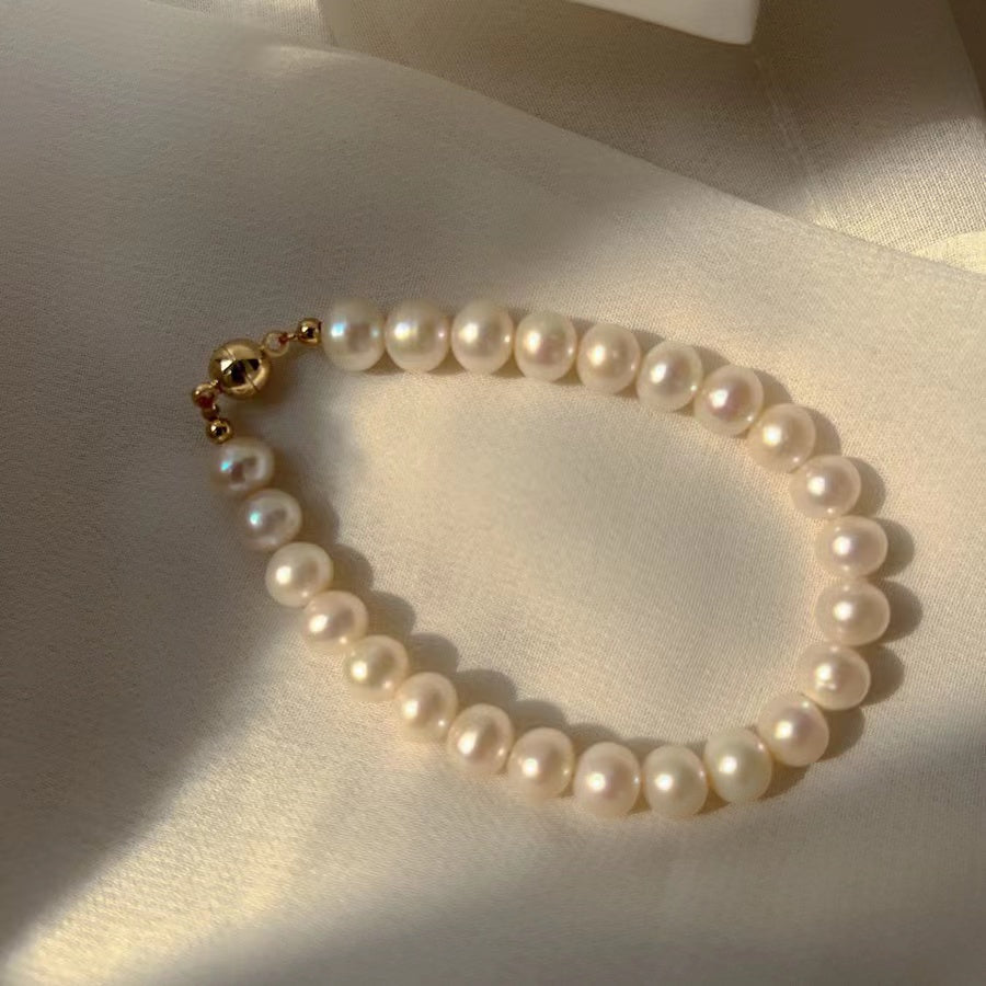 (B006) White full pearl bracelet