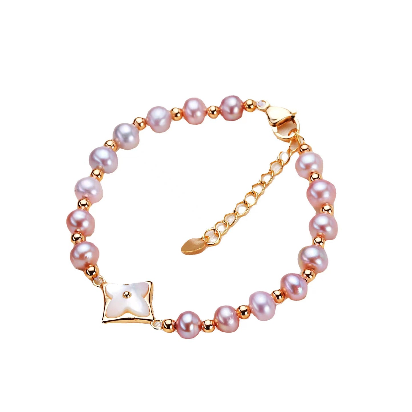 (B020) Purple pearl flower bracelet