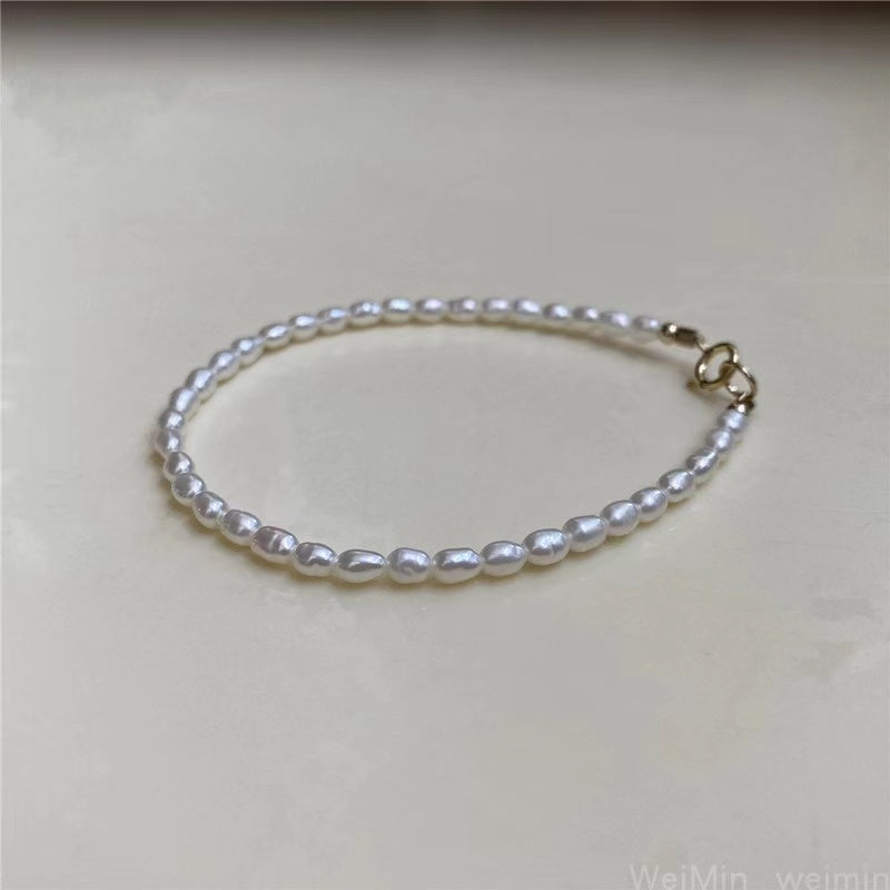 (B007) White full pearl bracelet