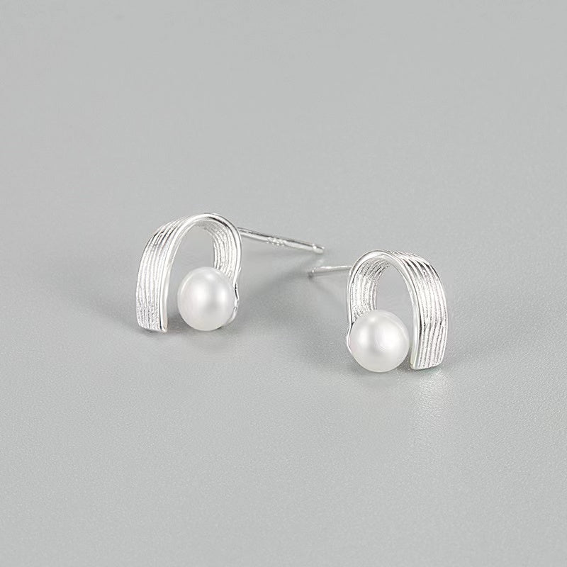(E003)  S925 silver white pearl earrings