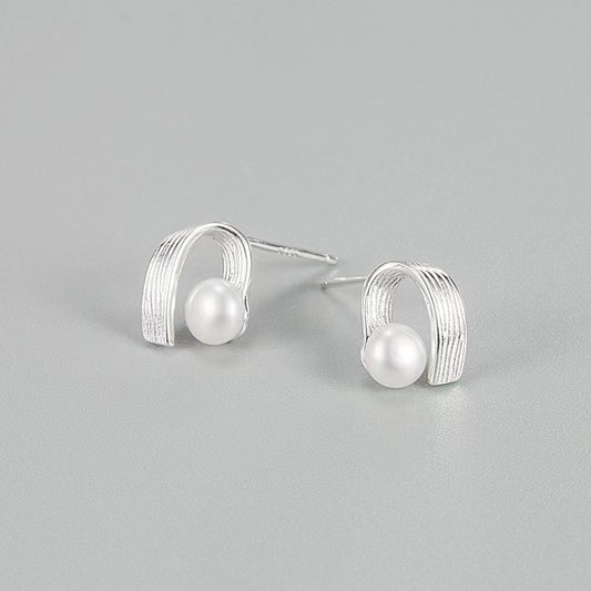 (E003)  S925 silver white pearl earrings