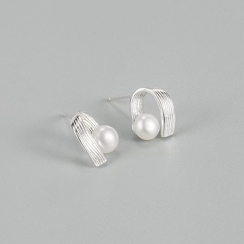 (E003)  S925 silver white pearl earrings