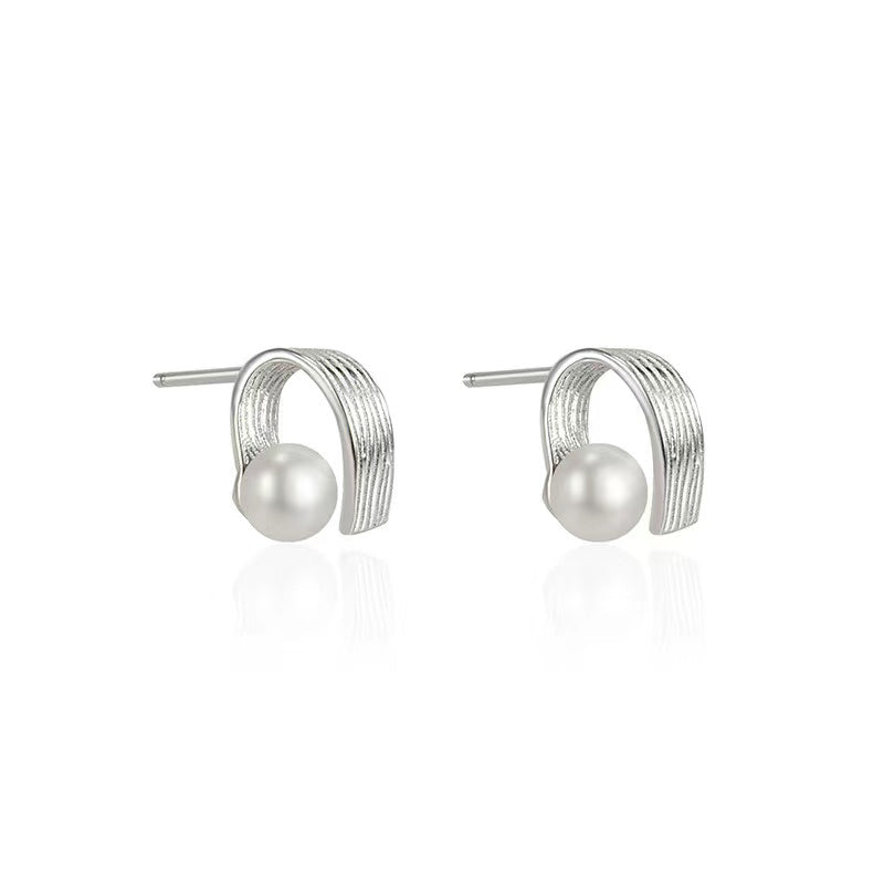 (E003)  S925 silver white pearl earrings