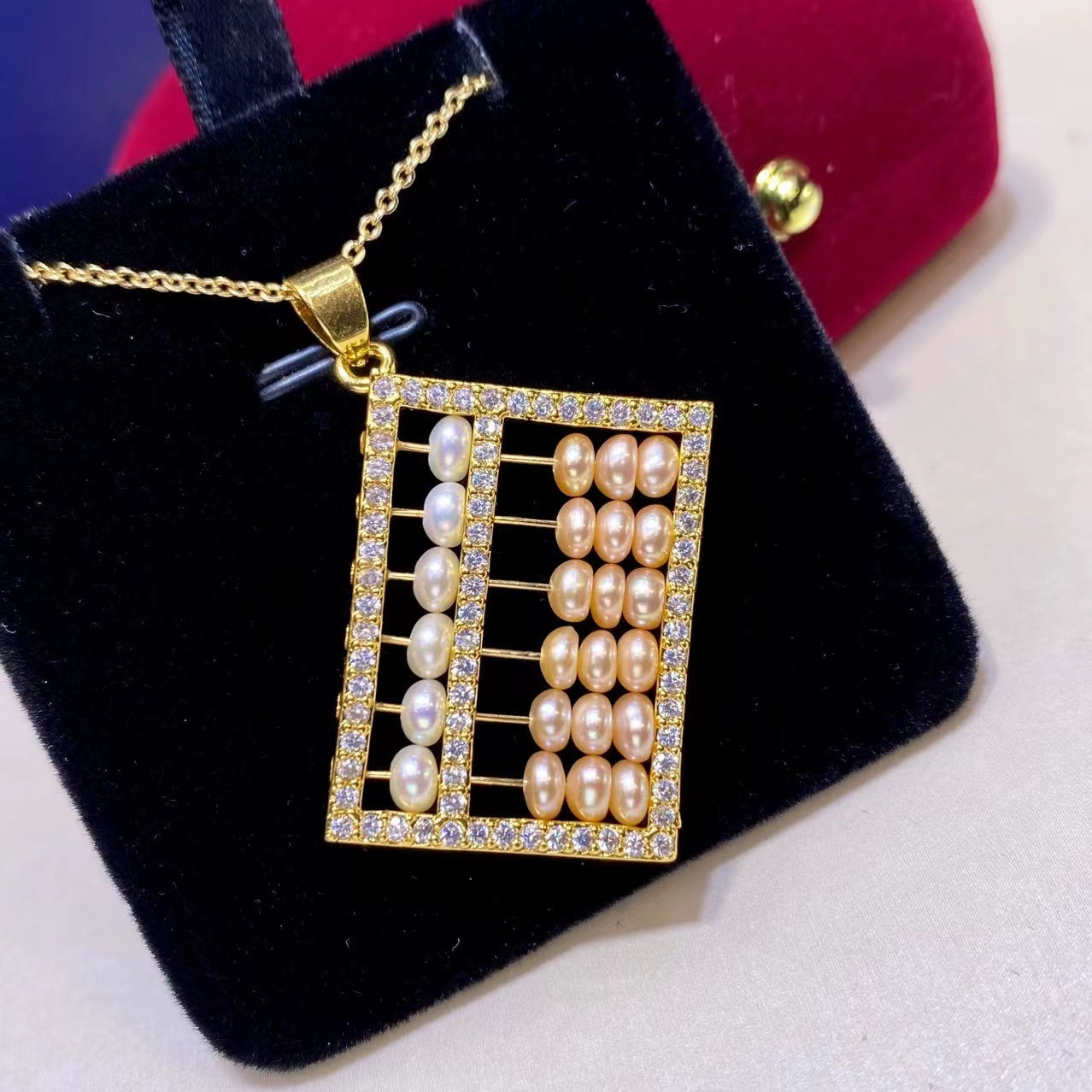 (P032) Pearl abacus pendant