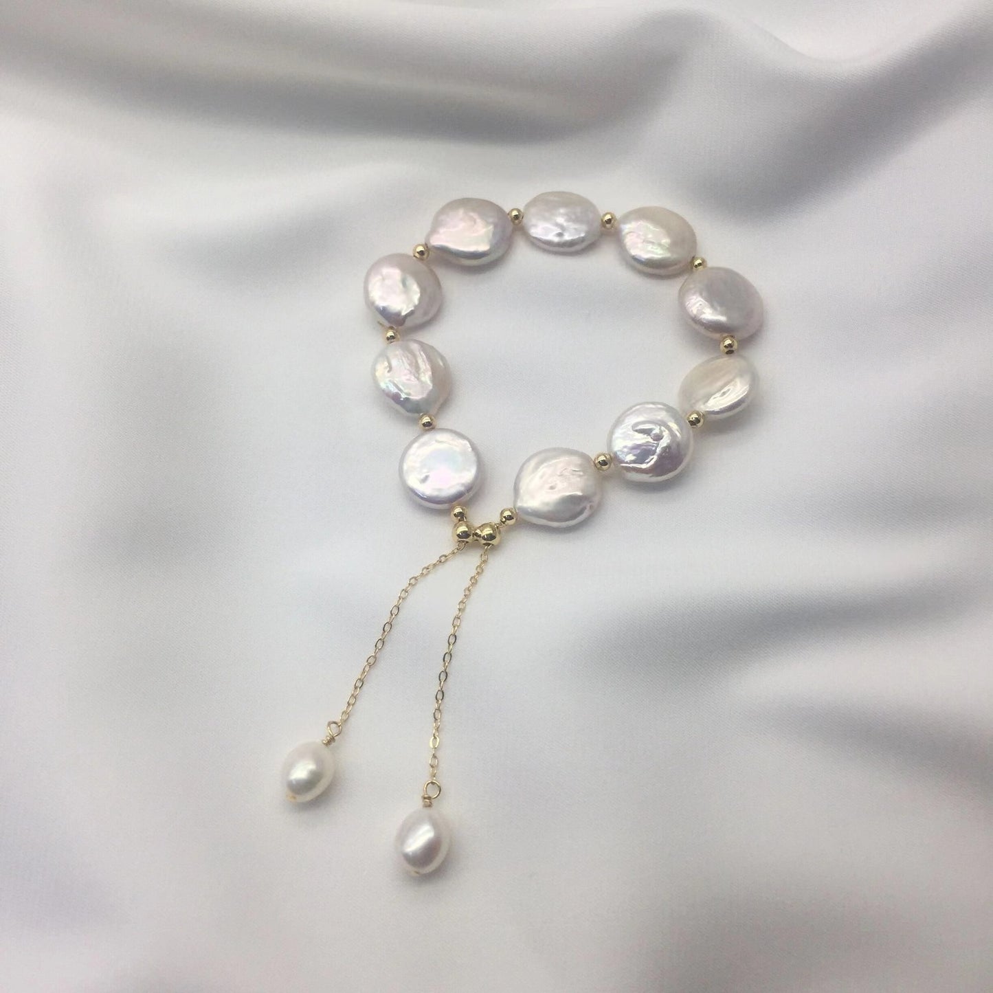 (J062)   Button baroque pearl set--necklace & bracelet & stud