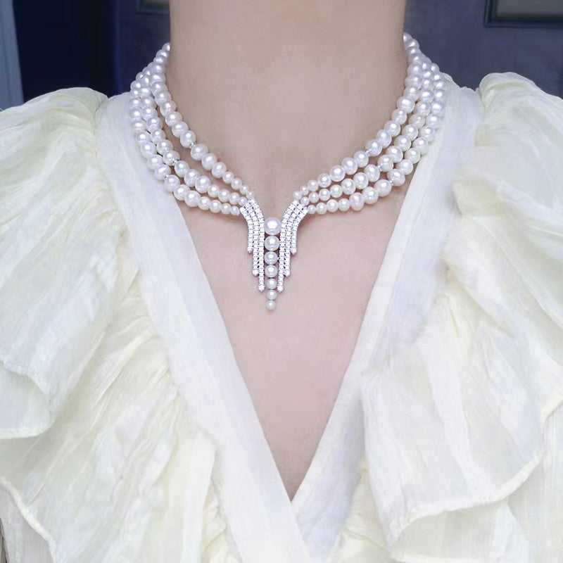 (N115)Three layer pearl necklace