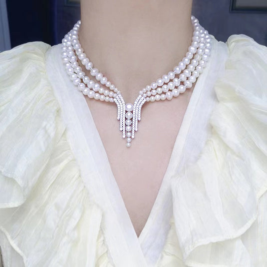 (N115)Three layer pearl necklace