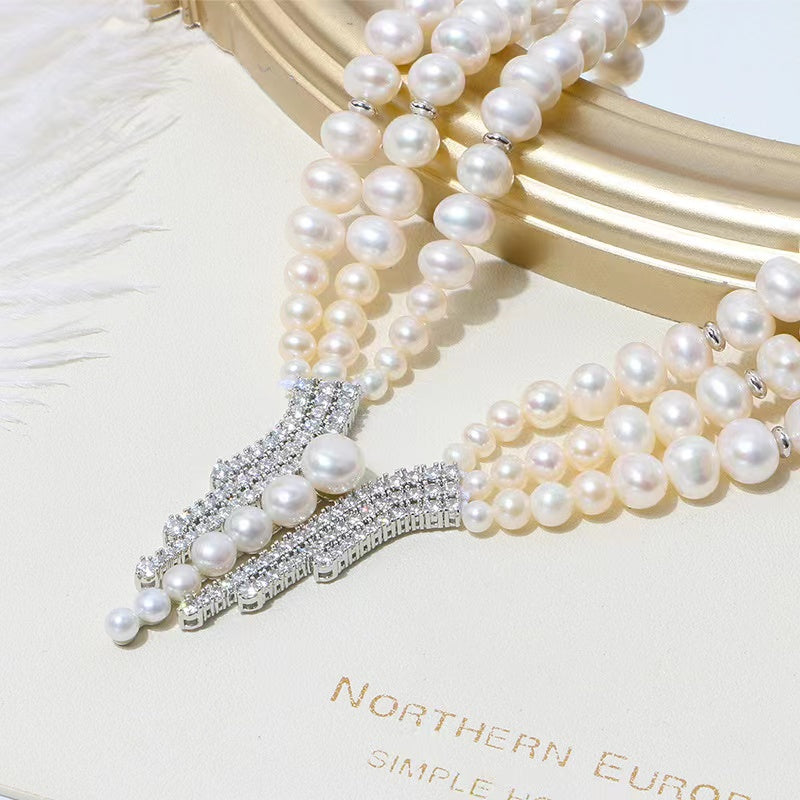 (N115)Three layer pearl necklace