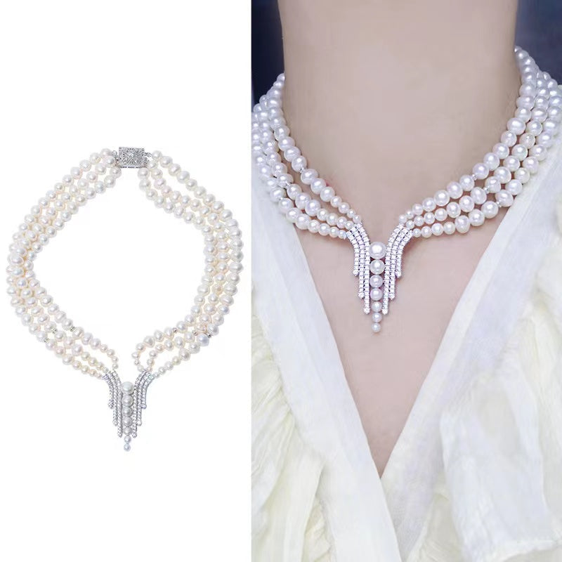 (N115)Three layer pearl necklace