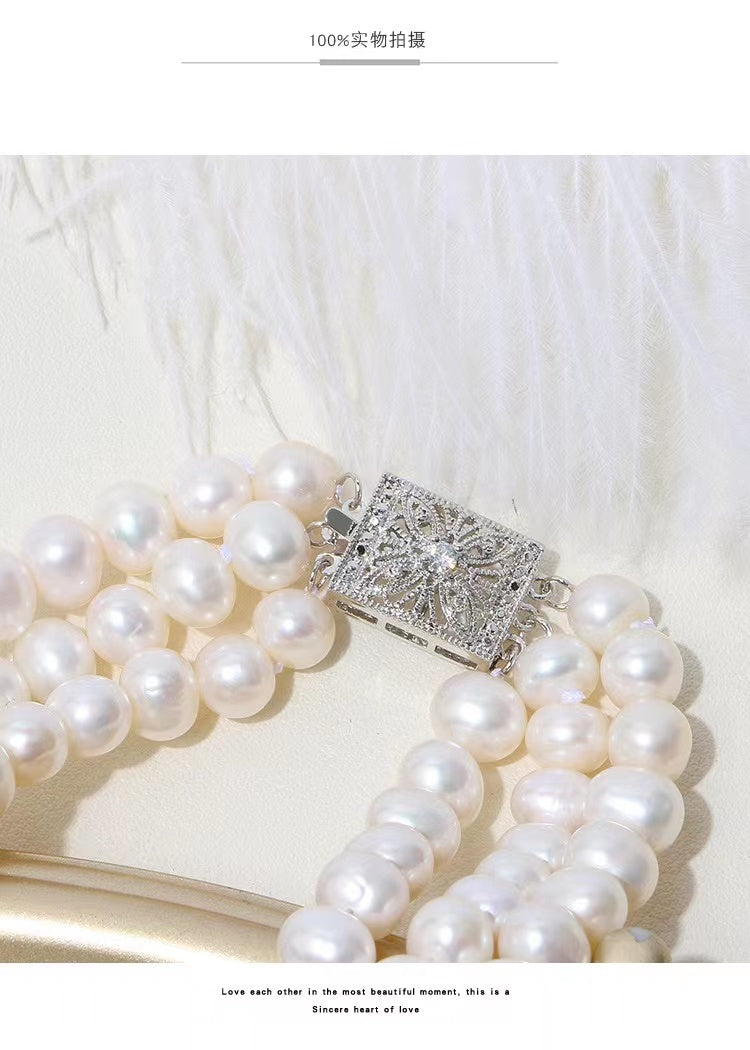(N115)Three layer pearl necklace