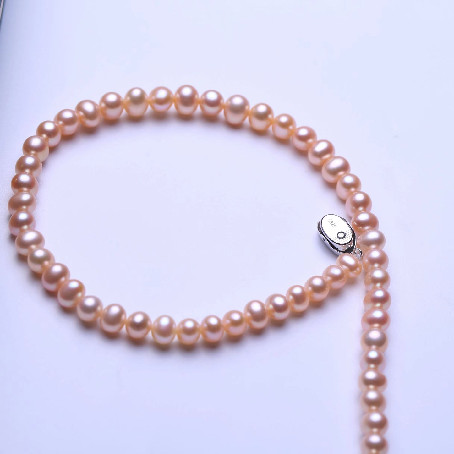 (N048)Full Pearl Necklace with Sterling Silver 925 Clip