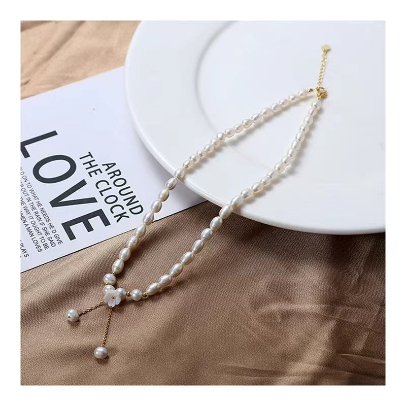 (N037)Flower Pearl Necklace