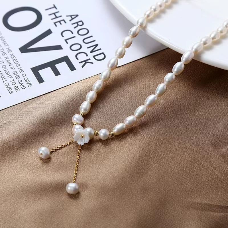 (N037)Flower Pearl Necklace