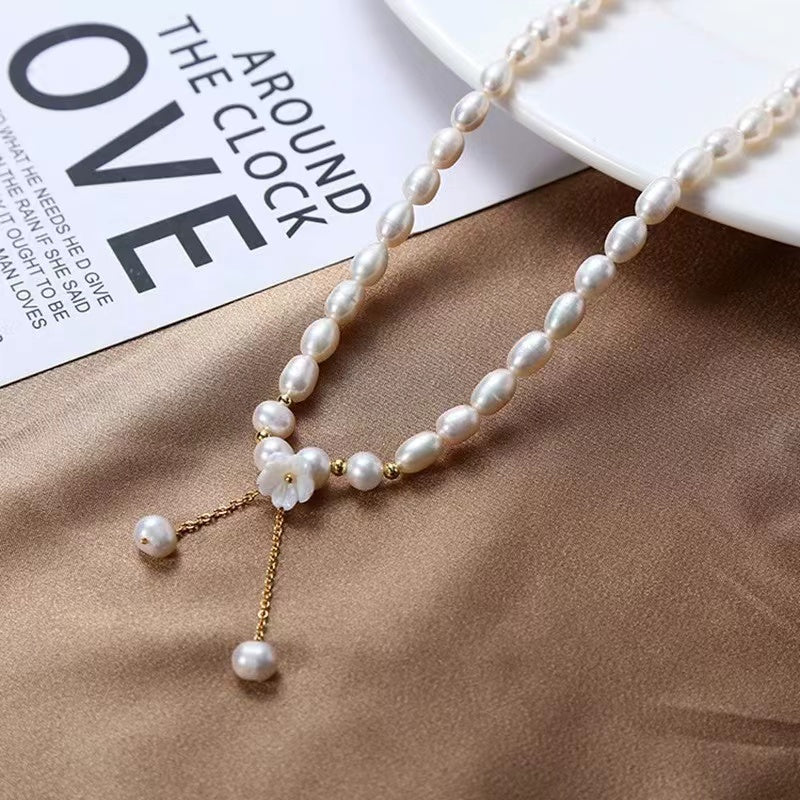 (N037)Flower Pearl Necklace