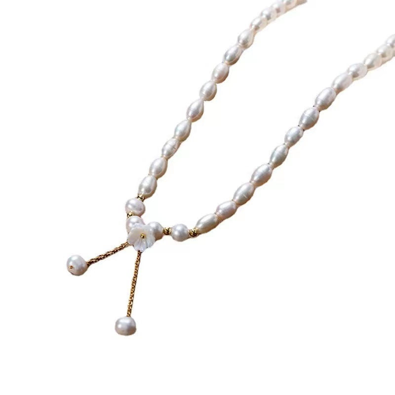 (N037)Flower Pearl Necklace