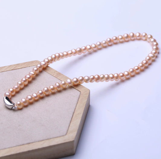 (N048)Full Pearl Necklace with Sterling Silver 925 Clip