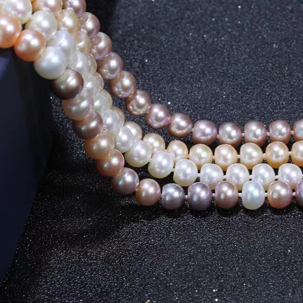 (N048)Full Pearl Necklace with Sterling Silver 925 Clip
