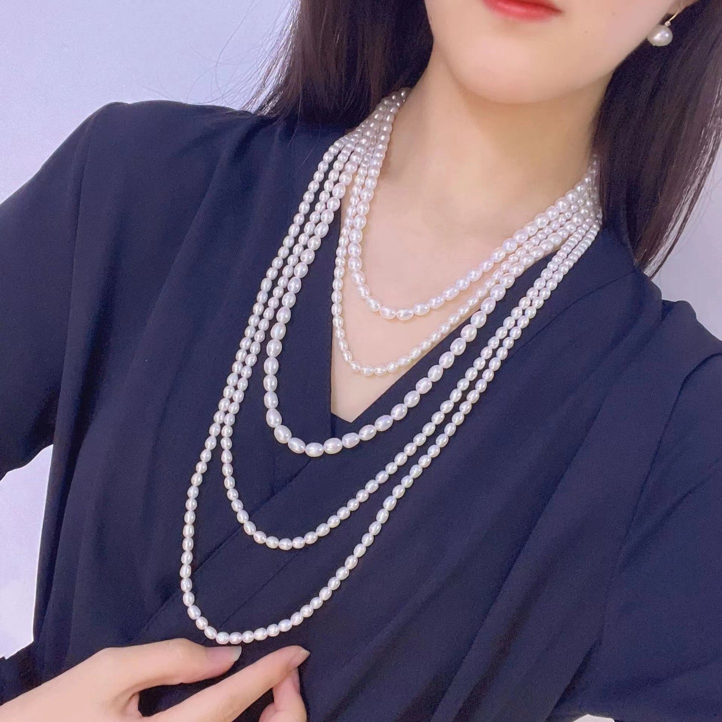 (N081)Pearl Long Necklace