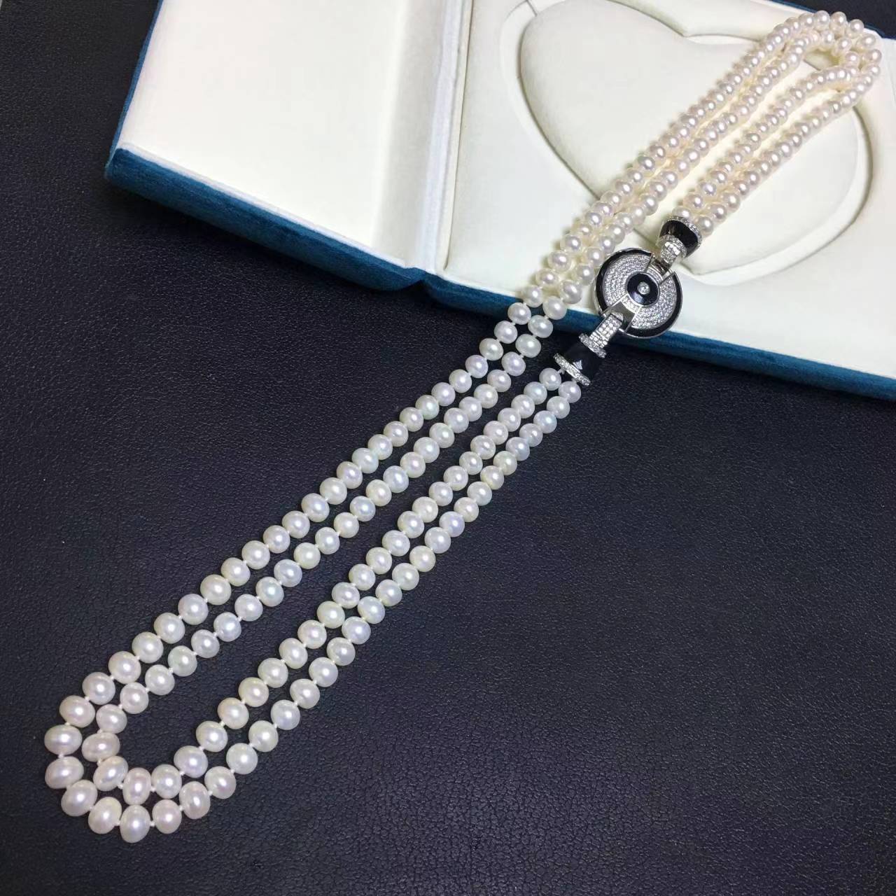 (N080)Pearl Long Necklace