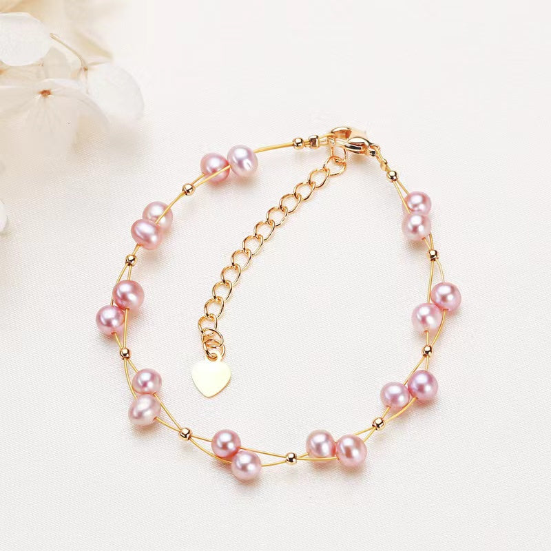 (J064)   Babysbreath pearl set necklace & bracelet