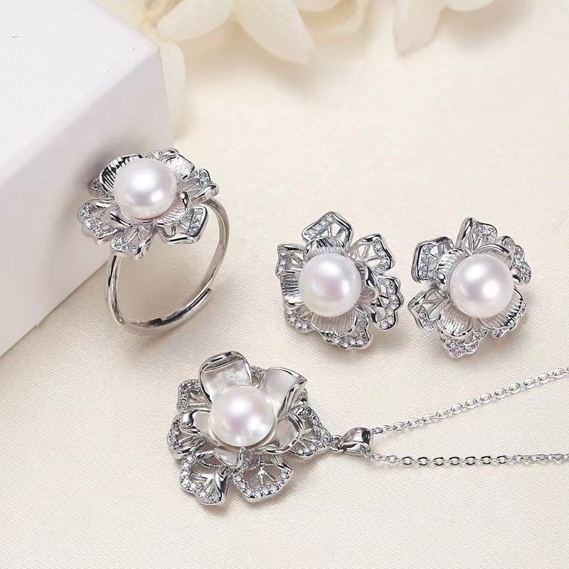 (J049)   Fresh water pearl set-Pendant & Ring & Earring