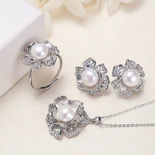 (J049)   Fresh water pearl set-Pendant & Ring & Earring