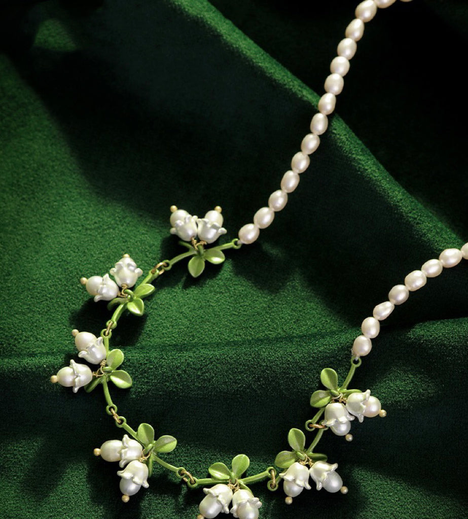(N035)Flower necklace of Lily of the Valley