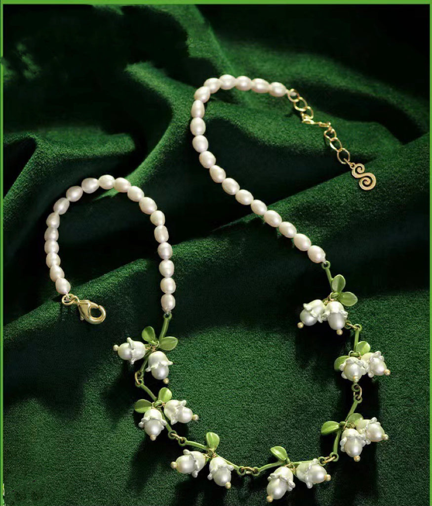 (N035)Flower necklace of Lily of the Valley