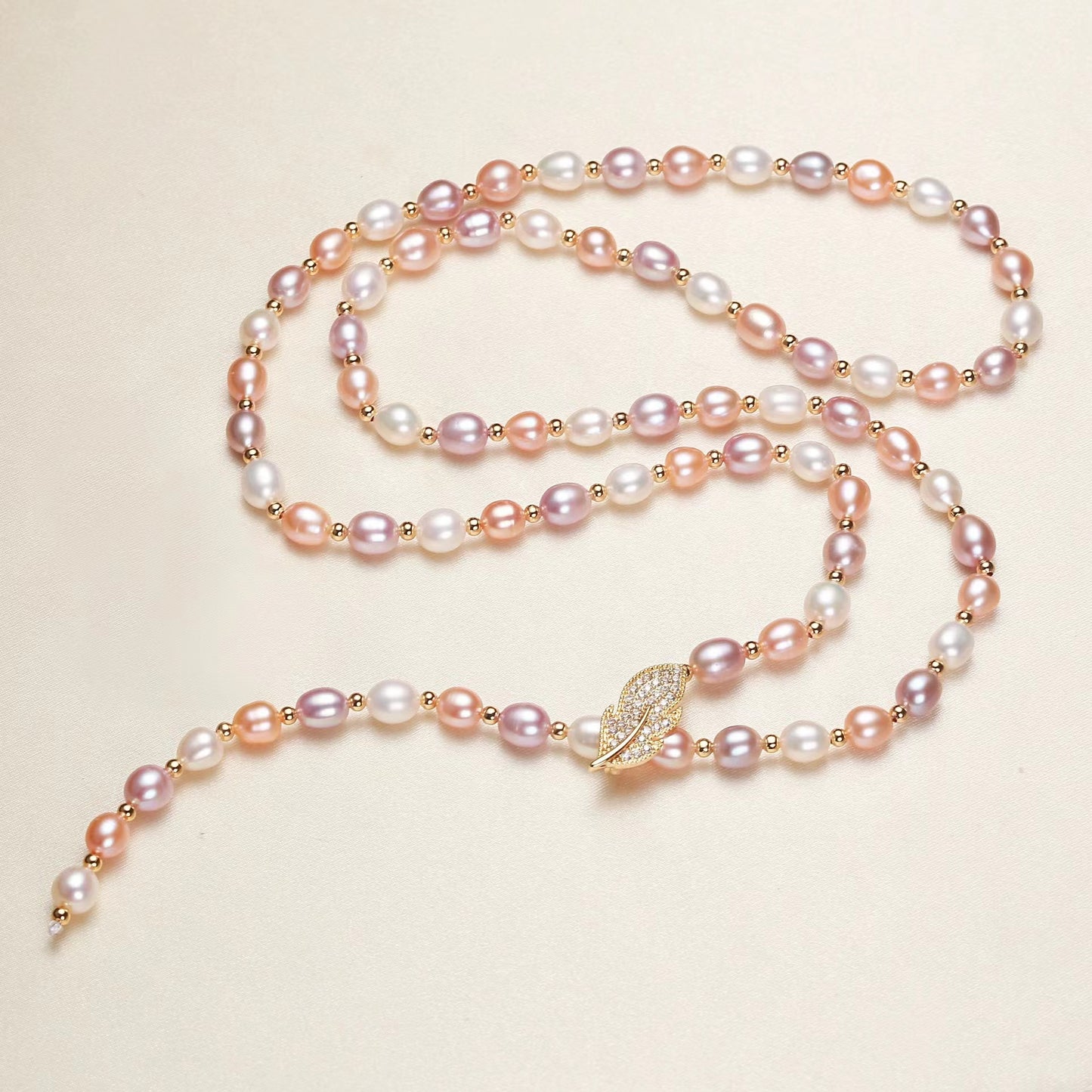 (N056)Leaf long Necklace