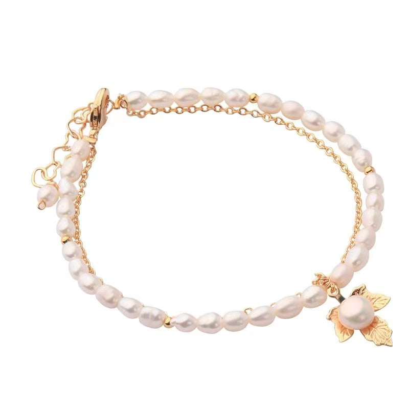 (B029) maple leaves pearl bracelet